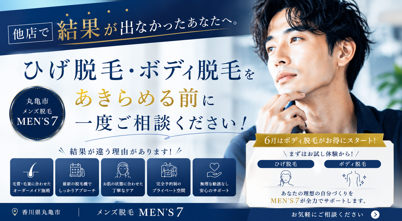 他店で結果が出なかったあなたへ。ひげ脱毛・ボディ脱毛をあきらめる前に一度ご相談ください!