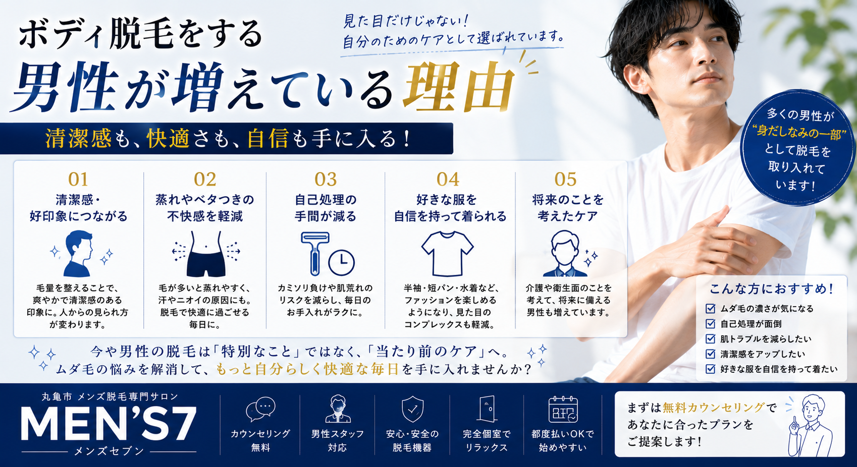 ボディ脱毛をする男性が増えている理由