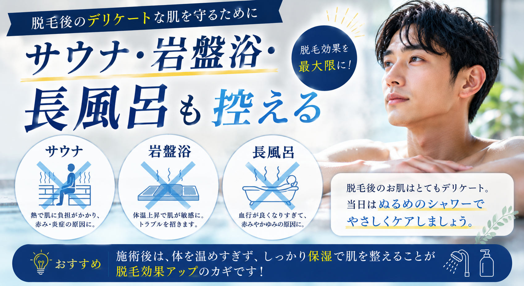 サウナ・岩盤浴・長風呂も控えましょう